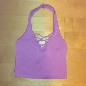 Express Purple Criss Cross Crop Top Size Small